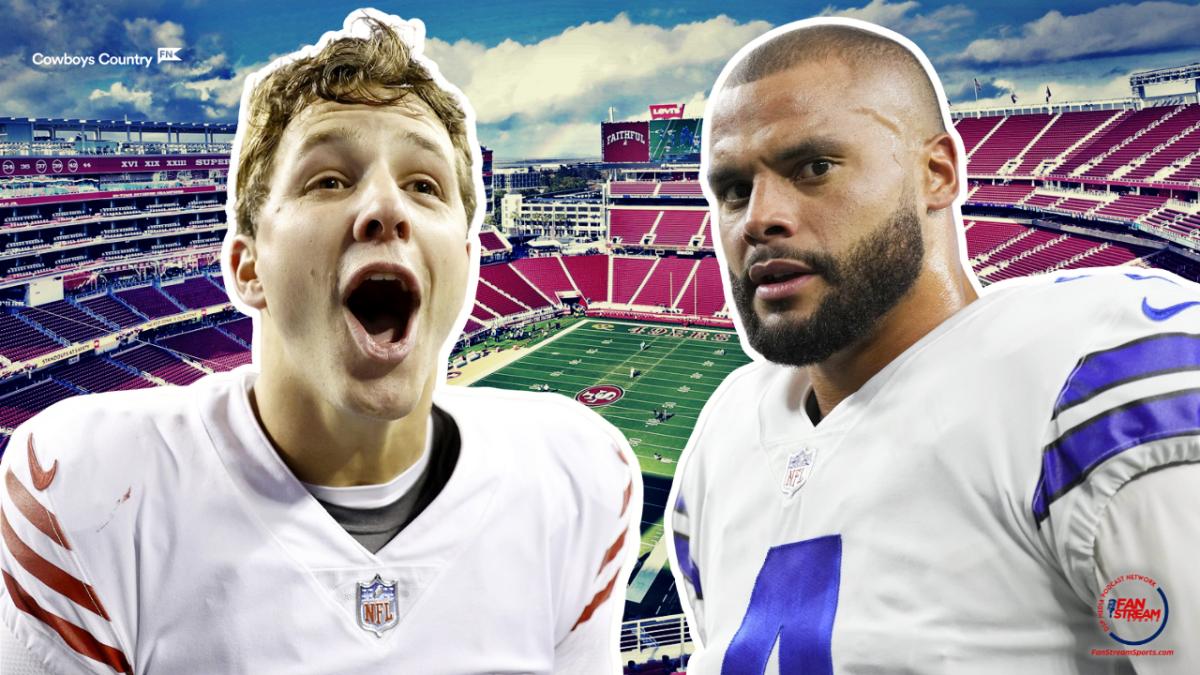 49ers QB Brock Purdy (L) and Cowboys QB Dak Prescott